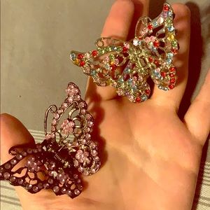 Butterfly crystal hair clips